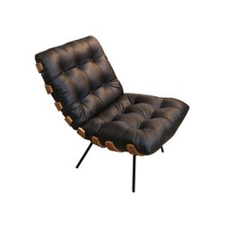 Poltrona de Couro Costela - Preto Pigmentado - Mempra - 2