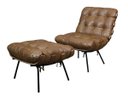 Ver imagem 1 de Poltrona com Puff de Couro Costela - Soft Brown - Mempra