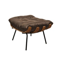 Poltrona com Puff de Couro Costela - Marrom - Mempra - 4