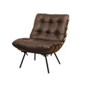 Ver imagem 2 de Poltrona com Puff de Couro Costela - Marrom - Mempra