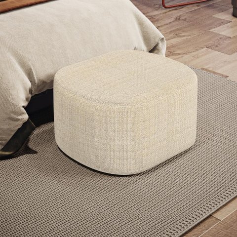 Puff Decorativo Orgânico para Living Quarto 70cm Doha W01 Linho Palha - Lyam Decor
