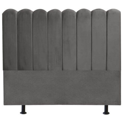 Cabeceira Nuvem Cama Queen 160 cm Alanis Suede Cinza Escuro