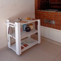 Carrinho Bar Adega Mesa Auxiliar de Apoio Churrasqueira Cozinha Sala Multiuso Branco - 4