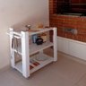 Carrinho Bar Adega Mesa Auxiliar de Apoio Churrasqueira Cozinha Sala Multiuso Branco - 4