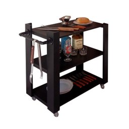 Carrinho Bar Adega Mesa Auxiliar de Apoio Churrasqueira Cozinha Sala Multiuso Preto - 1