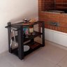 Carrinho Bar Adega Mesa Auxiliar de Apoio Churrasqueira Cozinha Sala Multiuso Preto - 4