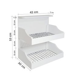 Fruteira Suspensa de Parede com Painel Porta Legumes Cozinha em Madeira Branco Laca - 4