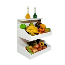 Fruteira Suspensa de Parede com Painel Porta Legumes Cozinha em Madeira Branco Laca - 1