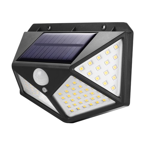 Luminária P/ Parede Solar Spot Lâmpada c/ 100 Leds Sensor De Presença Área Externa Quintal A Prova D