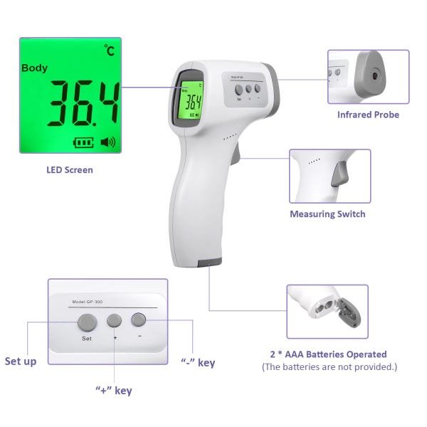 Termômetro Digital De Testa Sem Contato Para Bebe Com Febre Adultos Idosos Mede A Febre Com Precisão - 2