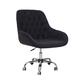 Poltrona Alice Decorativa Preta Regulagem Altura Rodinhas - 1
