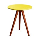 Ver imagem 2 de Mesa de Canto Pequena Rustica Amarela em MDF Pés Madeira Reflorestada