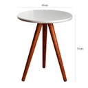 Ver imagem 1 de Mesa de Canto Pequena Rustica Branca em MDF Pés Madeira Reflorestada