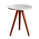 Ver imagem 2 de Mesa de Canto Pequena Rustica Branca em MDF Pés Madeira Reflorestada