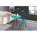 Ver imagem 3 de Mesa de Canto Pequena Rustica Acquamarine em MDF Pés Madeira Reflorestada