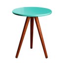 Ver imagem 2 de Mesa de Canto Pequena Rustica Acquamarine em MDF Pés Madeira Reflorestada