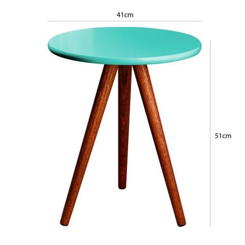 Mesa de Canto Pequena Rustica Acquamarine em MDF Pés Madeira Reflorestada