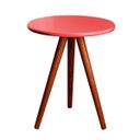 Ver imagem 2 de Mesa de Canto Pequena Rustica Vermelha em MDF Pés Madeira Reflorestada