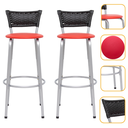 Ver imagem 1 de Kit 2 Banquetas Alta Banco para Balcão Junco Preto Àrea Gourmet Ilha Bancada bares Churrasqueira