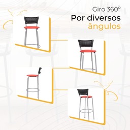 Kit 2 Banquetas Alta Banco para Balcão Junco Preto Àrea Gourmet Ilha Bancada bares Churrasqueira - 5