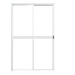 Porta de Alumínio de Correr 2 Folhas Com Trinco Lado Esquerdo 210x120cm Branco Allo Esquadrias - 1
