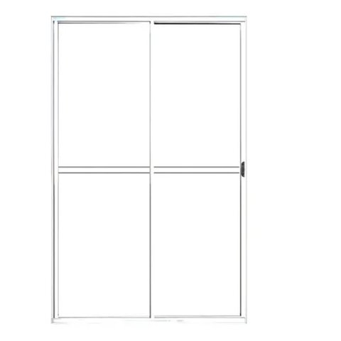 Porta de Alumínio de Correr 2 Folhas com Trinco Lado Esquerdo 210x120cm Branco Allo Esquadrias