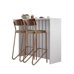 Ilha de Cozinha Milla e Banquetas Carraro Branco Rosê - 2