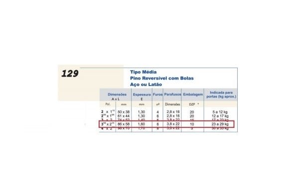 DOBRADIÇA PORTA MADEIRA ATÉ 29 KG AÇO OURO VELHO ENVELHECIDO JOGO 3 PÇS COM PARAFUSOS MERKEL 129 3.1 - 4