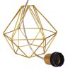 Pendente Aramado Diamante Luminária Lustre Cabo Cristal 2 Mt Dourado P Teto Retrô Balcão Agp - 6