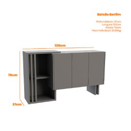Buffet Aparador Berlim 3 Portas para Sala de Estar Ype Off White - New Ceval - 4 Buffet Aparador Berlim 3 Portas para Sala de Estar Ype Off White - New Ceval - 4