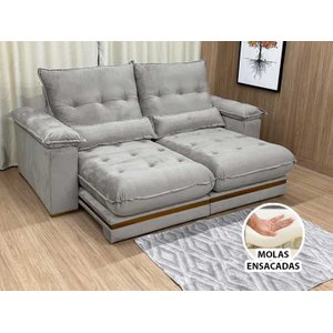 Sofá Retrátil Reclinável 2,50 M Cinza Prata 710 Manuela