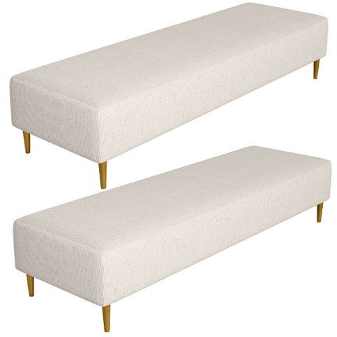 Kit 02 Puffs Decorativo Sala de Estar Bali W01 Pés Palito 170x60cm Linho Cru - Lyam Decor