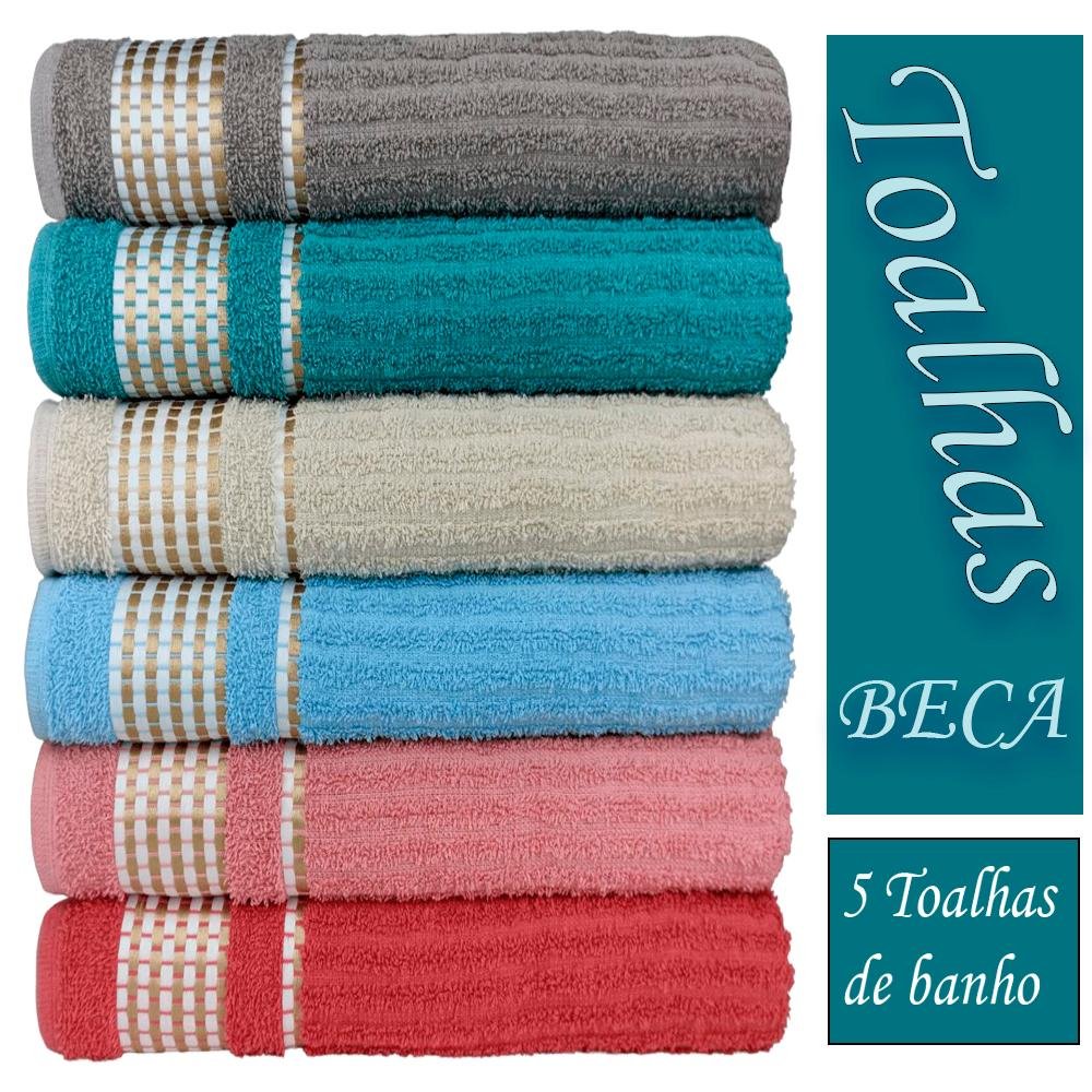 Kit 5 Toalhas de Banho Caneladas Gigante Banhão 70 X 140 Beka Alta Absorção Favo de Mel - 6