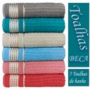 Ver imagem 6 de Kit 5 Toalhas de Banho Caneladas Gigante Banhão 70 X 140 Beka Alta Absorção Favo de Mel