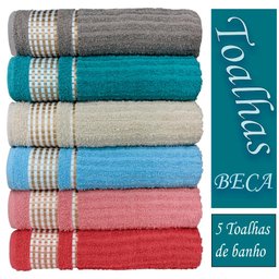 Kit 5 Toalhas de Banho Caneladas Gigante Banhão 70 X 140 Beka Alta Absorção Favo de Mel - 6