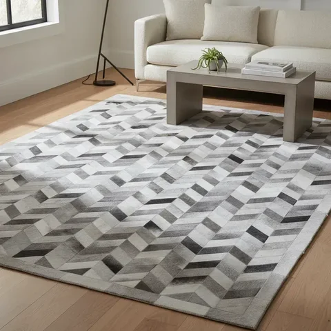 Tapete de Couro Legítimo Geométrico - 2.00x2.50 250908132219