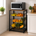 Ver imagem 1 de Fruteira para Cozinha com Suporte para Micro-Ondas 3 Cestos Ferro Preto Tampo Amêndoa