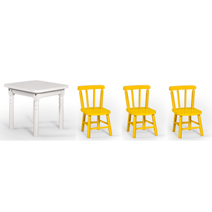 Conjunto Infantil 60x60 com 3 Cadeiras - Amarela - Jm Móveis