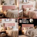 Ver imagem 3 de Cabeceira Painel Estofada Nevada Suede Rosa Queen 1,60m para Cama Box
