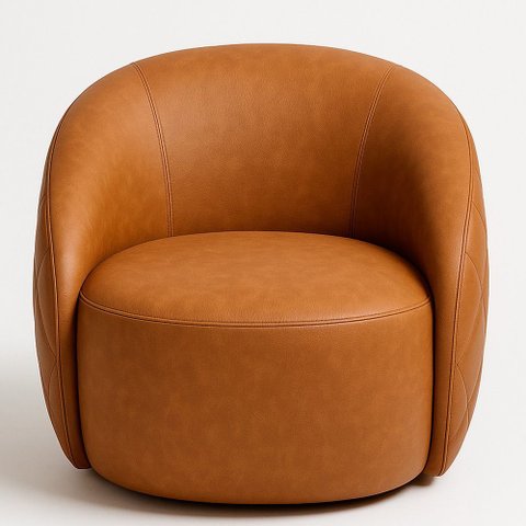 Poltrona Decorativa Fixa 87cm Hermon Courino Caramelo- Sallar Home