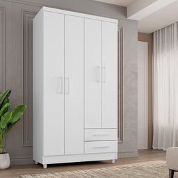 Guarda Roupa Solteiro Madri 4 Portas 2 Gavetas Branco - Saga Decor - 2