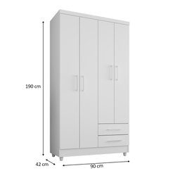 Guarda Roupa Solteiro Madri 4 Portas 2 Gavetas Branco - Saga Decor - 4