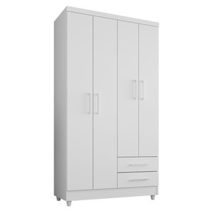 Guarda Roupa Solteiro Madri 4 Portas 2 Gavetas Branco - Saga Decor
