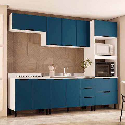 Armário de Cozinha Modulada Completa 5 Peças 270cm sem Tampo 250055 Meena Politorno Móveis