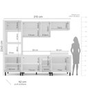 Ver imagem 2 de Armário de Cozinha Modulada Completa 5 Peças 270cm sem Tampo 250055 Meena Politorno Móveis
