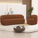 Ver imagem 2 de Sofá 2 Lugares 170cm com Poltrona Giratória Orgânica Heidy F04 Veludo Telha - Lyam Decor
