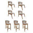 Ver imagem 1 de Kit 4 Cadeiras Kethellen Premium com 3 Banquetas Ana em Madeira Maciça Cerejeira Linho Bege