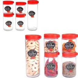 KIT CONJUNTO DE POTES HERMÉTICOS DE MANTIMENTOS DE VIDRO KITCHEN 5 UNIDADES EMPILHAVEL - 1