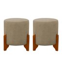 Ver imagem 2 de 2 Puff Principe Thor Tecido em Linho Pes de Madeira:bege