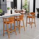 Ver imagem 2 de Kit 3 Banquetas Alta para Cozinha Bancada Bar Sala de Jantar Fixa Cecília L02 Couríssimo Canela -
